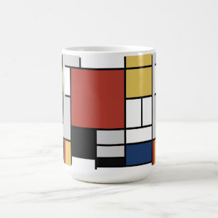 Mug Magic Mondrian Peinture Rouge Plane Jaune Noir Gris Bleu