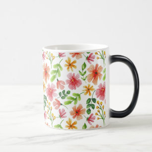 Mug Magic Motif de fleurs roses à l'aquarelle