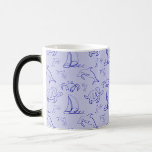 Mug Magic Motif d'une ligne d'animal marin et voilier