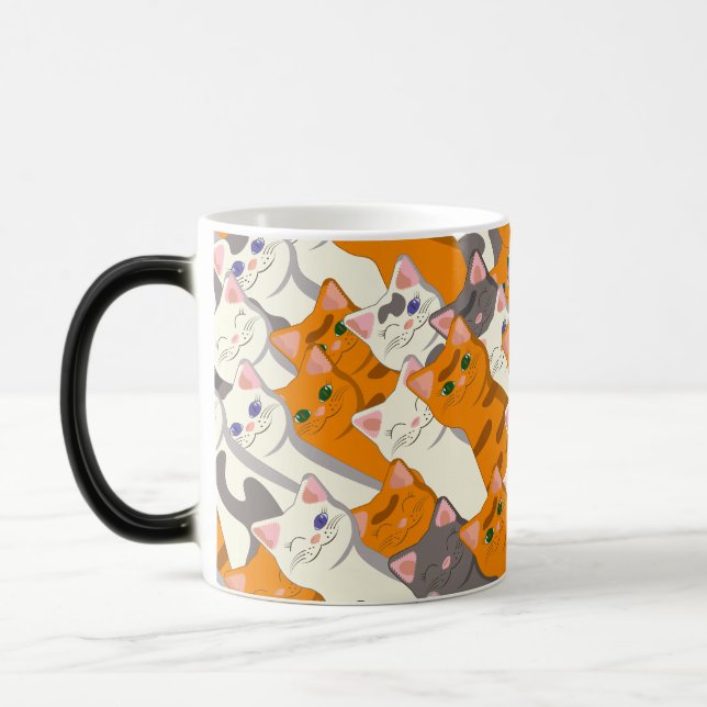 Mug Magic Motif en diagonale du chat noir blanc gingembre (Gauche)