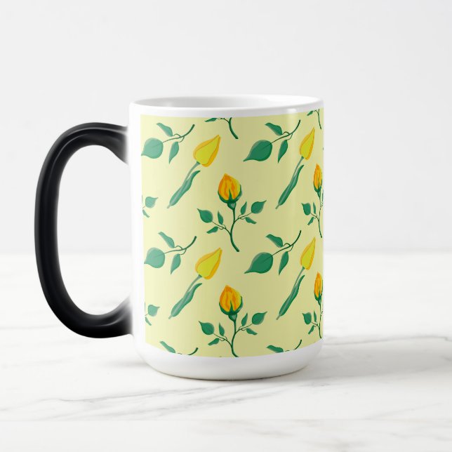 Mug Magic Motif floral avec rose jaune et fleurs de tulipe (Gauche)