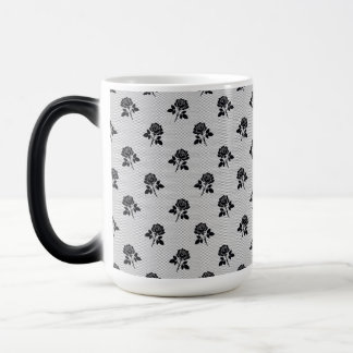 Mug Magic Motif floral de rose vintage noir et blanc