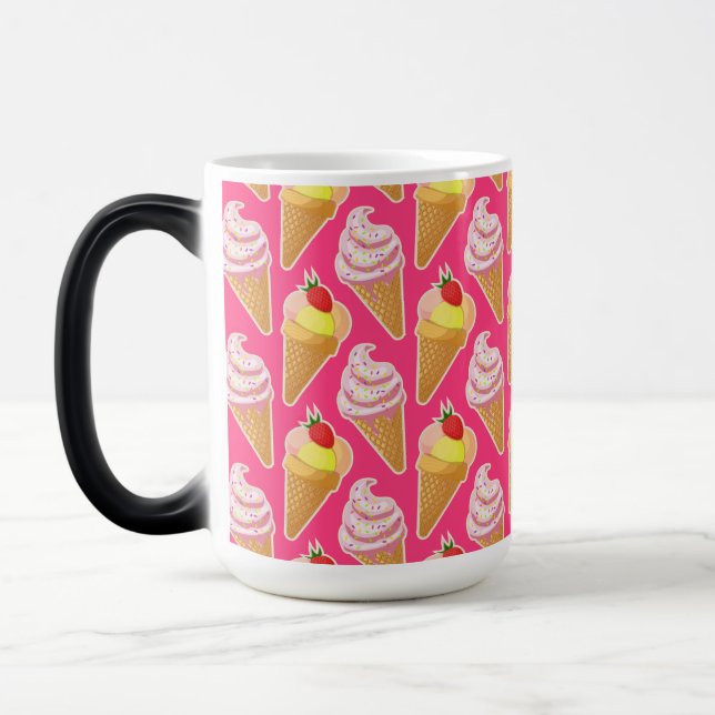 Mug Magic Motif rose Kawaii avec crème glacée aux fraises (Gauche)