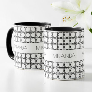 Mug Magic Motif Rotin Noir et Blanc Moderne Personnalisé