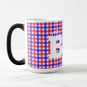 Mug Magic Motif rouge bleu En vichy