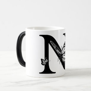 Mug Magic N Alphabet black butterfly