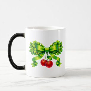 Mug Magic Nœud Trèfle Chanceux avec Cerises Design Vert