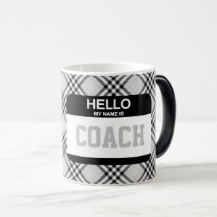 Mug Magic Nom de l'entraîneur sportif Étiquette Équipe Gris