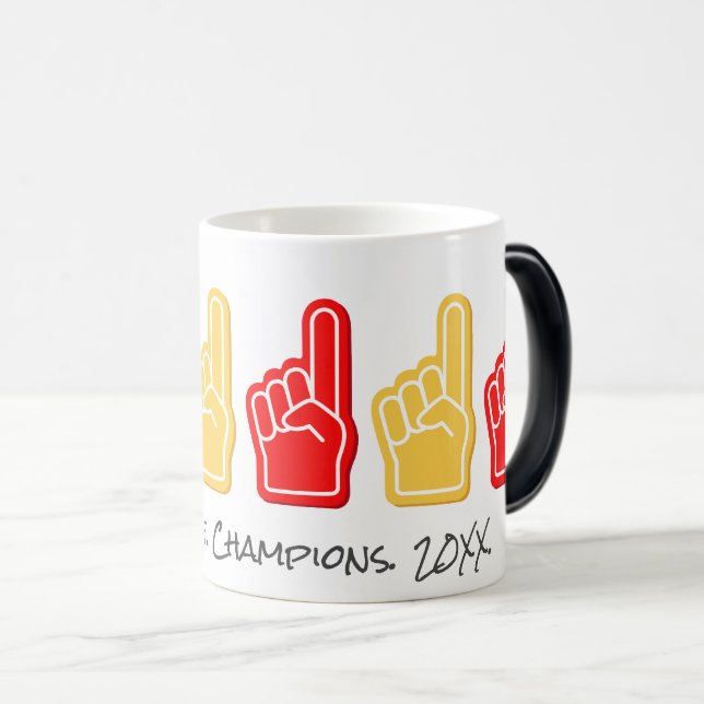 Mug Magic NOM DE L'ÉQUIPE DE Sport CHAMPIONS ANNÉE MAIN Jaun (Devant droit)