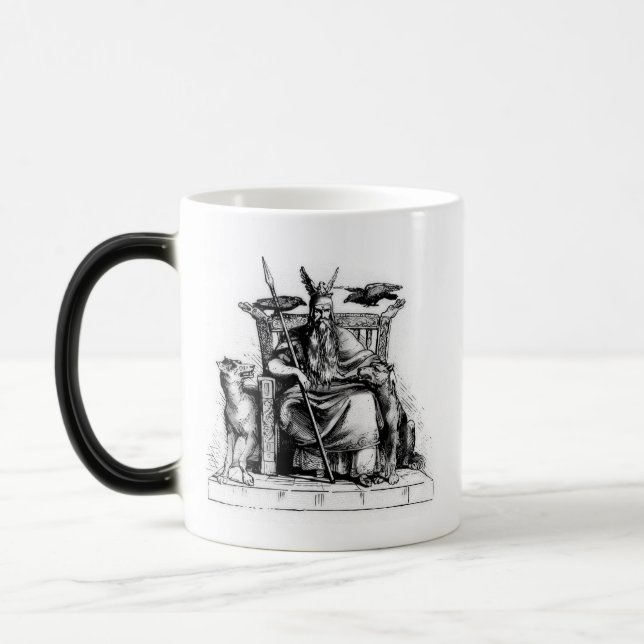 Mug Magic Odin ravens sur son trône de pierre virevoltant la (Gauche)