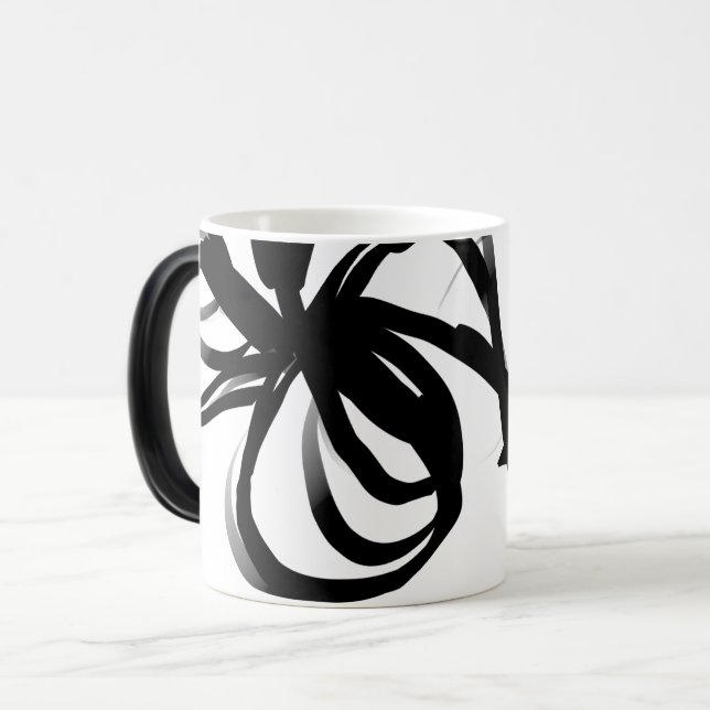 Mug Magic Orchidée Blanc : Abstrait blanc et noir (Devant gauche)
