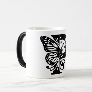 Mug Magic P Alphabet black butterfly