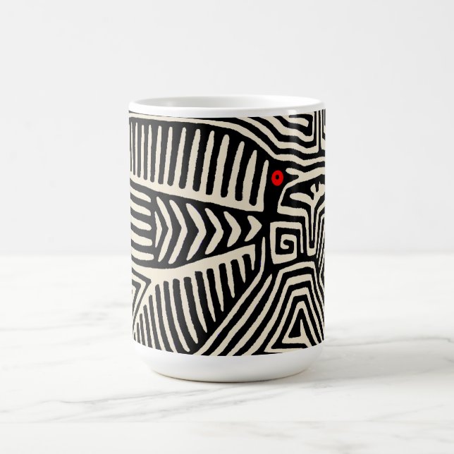 Mug Magic Panama Kuna Indian Mola Pajaro - noir blanc (Centre)