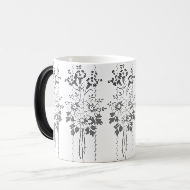 Mug Magic Papier peint baroque Bouquet de fleurs gris (Devant gauche)