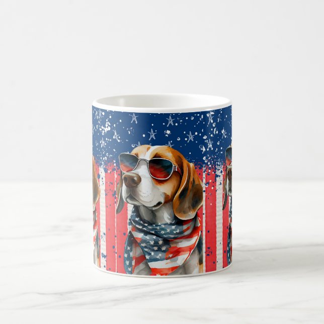 Mug Magic Patriotic Chien USA Cute Animal Design (Centre)