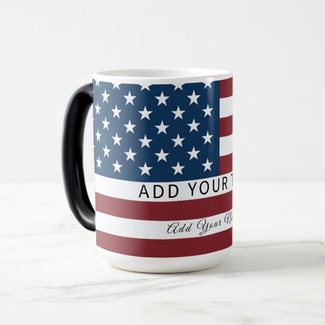 Mug Magic Patriotic US Flag Custom Text Name  (Devant gauche)