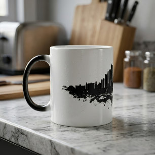 Mug Magic Paysage de Chicago Noir Blanc Aquarelle Art de Vil