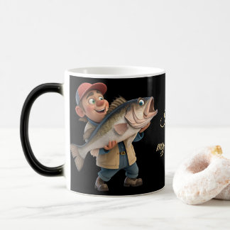 Mug Magic Pêcheur gentil/heureux avec un gros poisson
