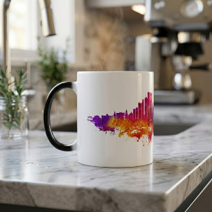 Mug Magic Peinture aquarelle de la skyline de Chicago sur fo