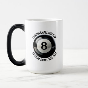 Mug Magic Petit texte et boule 8 de billard personnalisée de