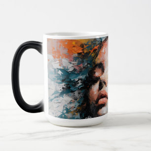 Mug Magic Portrait de femme floral abstrait de luxe sur toil