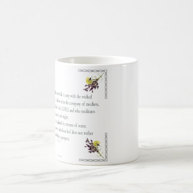 Mug Magic PSAUM 1:1-3 Botanic design, (Centre)