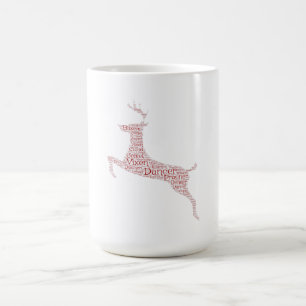 Mug Magic Reindeer Word Art Rudolph Blixem Comet Cupide