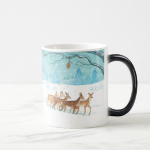 Mug Magic Roe Deer hiver paysage de forêt enneigée