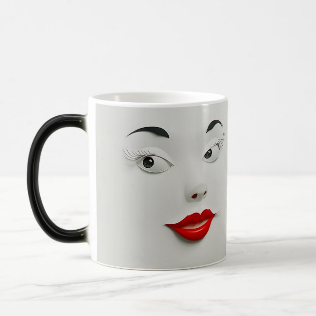 Mug Magic Sarcastic Women Face with Red Lips (Gauche)