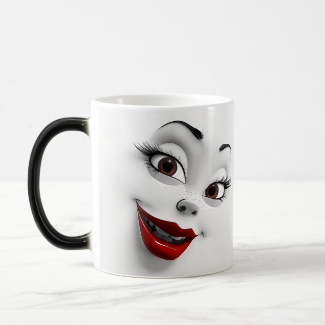 Mug Magic Sarcastic Women Face with Red Lips (Gauche)