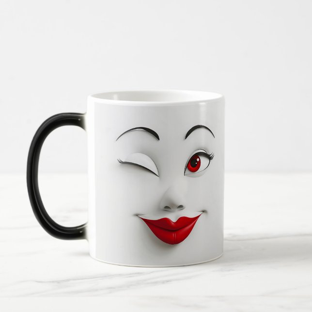 Mug Magic Sarcastic Women Face with Red Lips (Gauche)