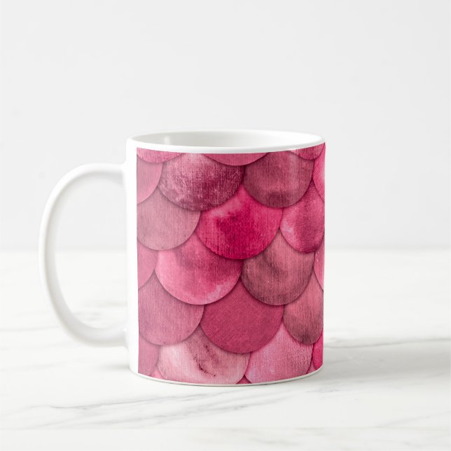 Mug Magic Sirène Couleur rose pâle Échelles Aquarelle  (Gauche)