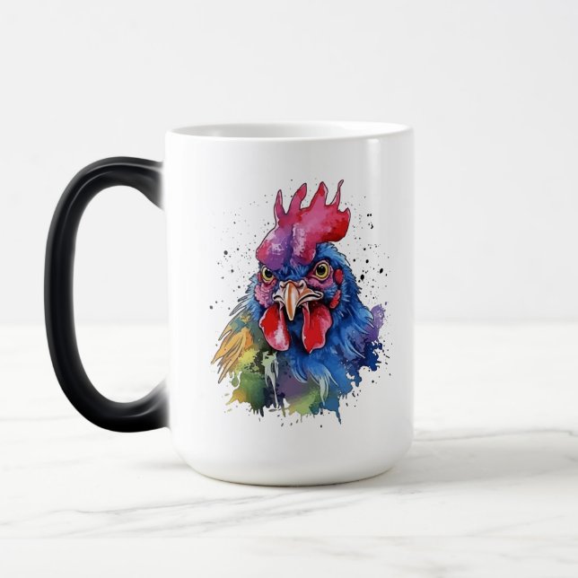 Mug Magic Style d'aquarelle de poulet du coq du pays (Gauche)