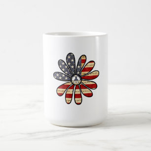 Mug Magic SYMBOLE DE PAIX HAUTE Fleur SIGNE Drapeau américai