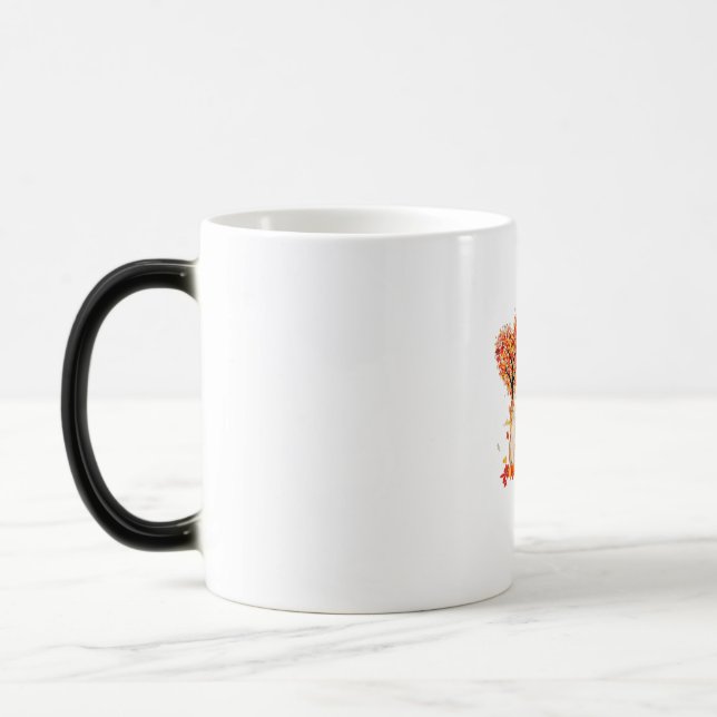 Mug Magic Thanksgiving Maple Cat Heart Shape Tree Leaf (Gauche)