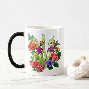 Mug Magic trident tryzub de l'héraldique ukrainienne fleurs