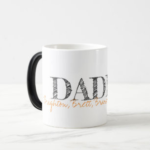 Mug Magic Typographie moderne DADDY Kids NAMES Keepsaké