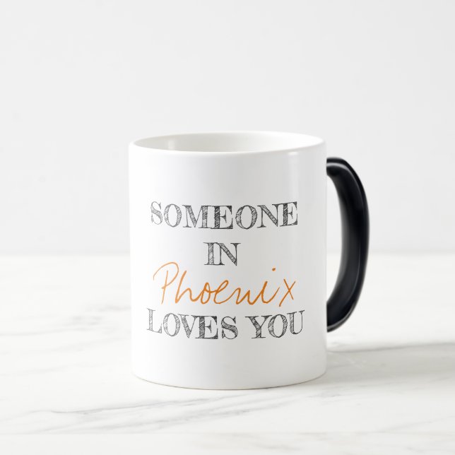Mug Magic Typographie moderne Quelqu'un dans l'EMPLACEMENT v (Devant droit)