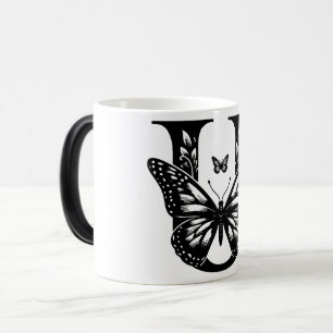 Mug Magic U Alphabet black butterfly