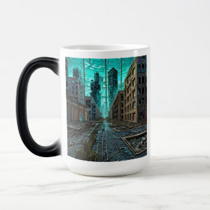 Mug Magic Ville abandonnée Dystopian AI Généré d'oeuvres d'a