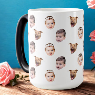Mug Magic Visage personnalisé, cadeau familial unique 3 phot