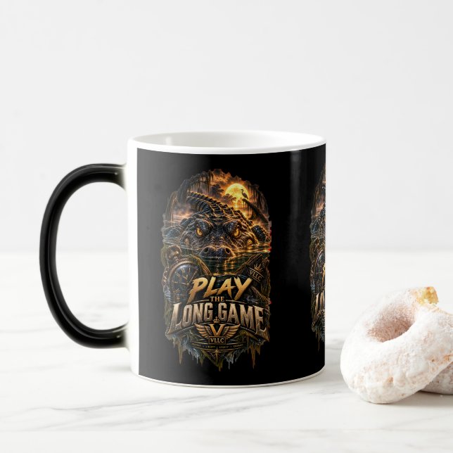 Mug Magic VLLC Play The Long Game Motivation Crocodile Graph (Avec donut)