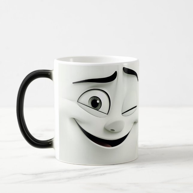 Mug Magic Winking Cartoon Face 3D (Gauche)