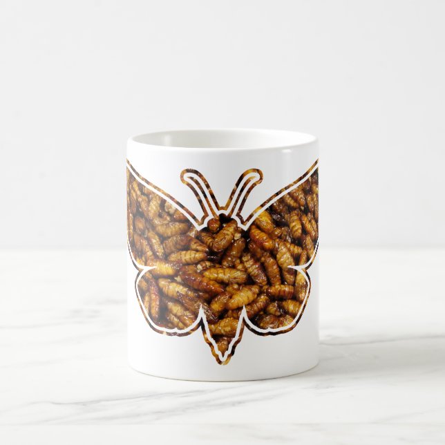 Mug Magique Bombyx Mori Silk Moth Cycle de vie Silhouette (Centre)