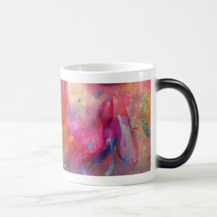MUG MAGIQUE FUCHSIA ROSE BLEU ABSTRAIT