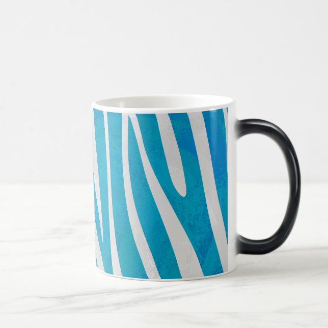 Mug Magique Impression en bleu et blanc Zebra (Droite)