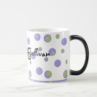 Mug Magique Pois vert violet Monogramme