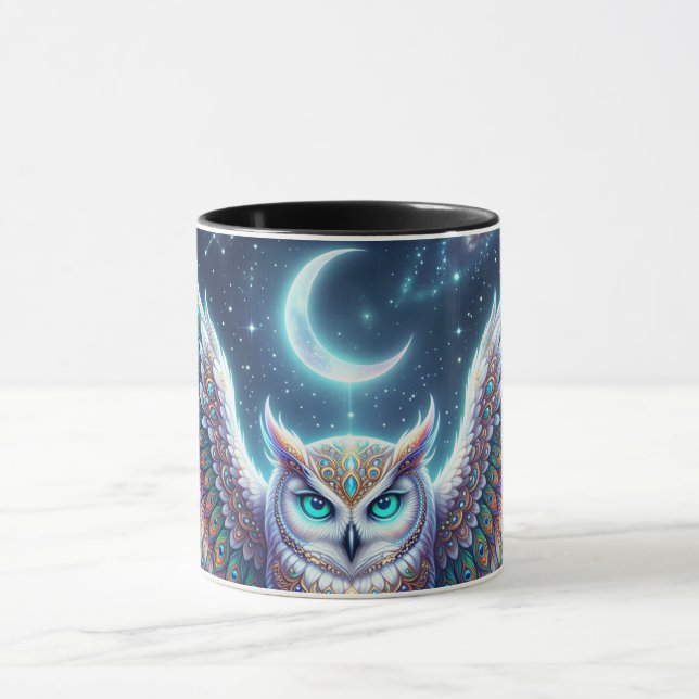 Mug Magnifique conception de hibou à plumes de paon la (Centre)