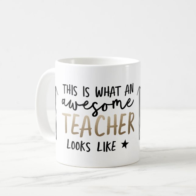 Mug Magnifique enseignant typographie moderne cadeau o (Devant gauche)
