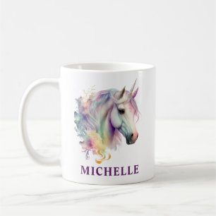 Mug Magnifique licorne et fleurs de fantaisie à l'aqua